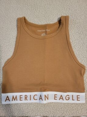 American Eagle Outfitters Women's Tan Crop Tank Top